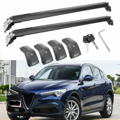 Barra transversal de techo bloqueable 2 piezas apta para Alfa-Romeo Stelvio 2017-2024 Foto 1 de 4