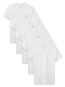 Fruit of the Loom Boys' White Crew Undershirts, 5 Pack, Sizes XS-XL - Picture 1 of 3
