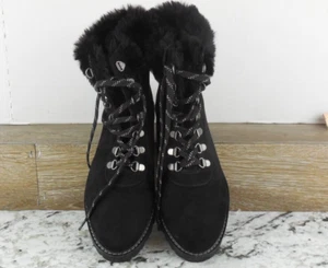 Kenneth Cole REACTION Women's Trail Bootie Lace Up with Faux, Black, Size 8M - Picture 1 of 14