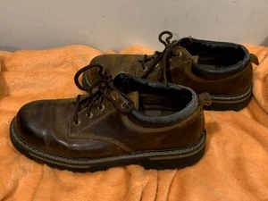 SKECHERS Tom Cat Oxford Brown Distressef Chunky Leather Shoes Mens Size 9.5 - Picture 1 of 12