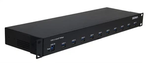 SEDNA - 19 Inch 1U Rack Mount 10 Port USB 3.2 Gen II Hub (10Gbps) with 5V 10A AC - Picture 1 of 5