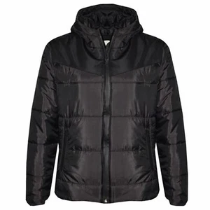 Kids Jacket Girls Boys Padded Black Puffer Hooded Zipped Coat Warm Thick Coats - Picture 1 of 5