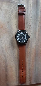 Regent Herrenuhr schwarz, Armband cognac, 40mm, 10 ATM, neuwertig, TOP !! - Bild 1 von 3