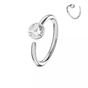1pc Bendable Steel CZ Gem Nose Hoop / Cartilage Ring Rook Daith Helix Tragus - Picture 1 of 15