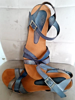 Yokono Cuir Sandales Gr. 39 Top Bleu - Photo 1/4