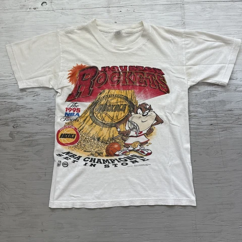 RARE Vintage 1995 Houston Rockets NBA Finals Taz Youth Basketball Shirt Sz Large Cover