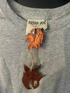 2 Pack PIRANA JOE Big Orange Piranha Graphic T-Shirt Gray Size, X-Large NWT - Picture 1 of 4