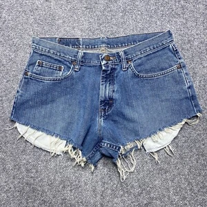 Pantaloncini Wrangler tagliati donna 32 blu jorts invecchiati margherita duca booty biker - Foto 1 di 10