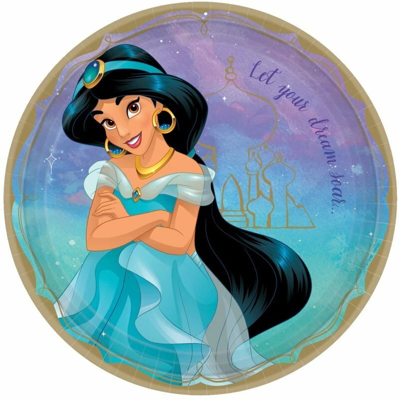 Disney Princess Party Supplies Once Upon A Time Jasmine Dinner Plates 8Pk Girl - Image 1 of 1