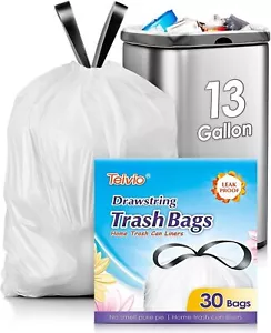 Teivio 15 Gallon 100 Counts Strong Tall Kitchen Drawstring Trash Bags, Medium - Picture 1 of 1