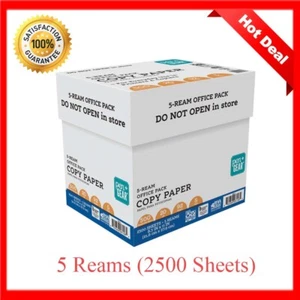 Copy Paper Case Printer Paper White 8.5"x11" Letter Size, 5 Reams (2500 Sheets) - Picture 1 of 5