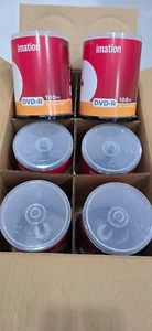 6 EMPTY CD-DVD SPINDLE CAKE 1 BOX STORAGE CONTAINER HOLD 100 DISCS EACH - Picture 1 of 2