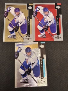 1997-98 UPPER DECK UD BLACK DIAMOND TEEMU ELOMO #15 RC BASE RED GOLD 3 CARD LOT