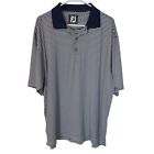 Footjoy Mens L Blue White Striped Short Sleeves Prodry Lisle Golf Polo Shirt
