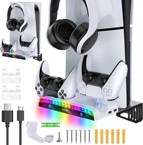 Wall Mount Bracket Charging Dock with RGB LED Light for PS5 PRO/PS5 Slim/PS5 - Picture 1 of 11