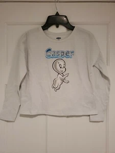 New Casper the Friendly Ghost Girls Size Medium Drop Shoulder Crop L/S Tee - Picture 1 of 4