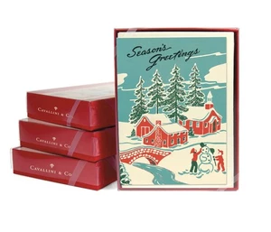 Tarjetas de felicitación brillantes en caja Cavallini & Co. Navidad Invierno País de las Maravillas - Imagen 1 de 4