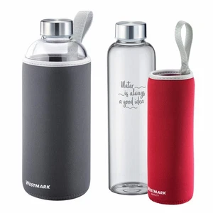 Westmark Trinkflaschen-Set, 0,55 l + 1 l, Sparset, Glas, mit Cover & Motiv - Bild 1 von 8