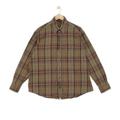 Vintage Barbour Plaid Shirt Mens Size L Brown Tartan Flannel Check - Image 1 of 4
