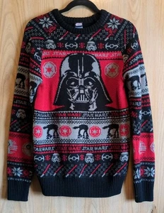 Suéter Star Wars Adulto S 36" Pecho Negro Rojo Invierno Copos de Nieve Darth Vader - Imagen 1 de 6