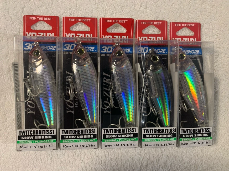 (LOTE DE 5) YO-ZURI 3D INSHORE TWITCHBAIT 90 mm 3-1/2" 9/16oz VÁRIAS CORES NOVO NA CAIXA - Imagem 1 de 3