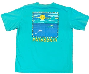 Camiseta de algodón orgánico Patagonia Summit Swell para hombre XL verde azulado surf delfín nueva de Lote Antiguo - Imagen 1 de 5