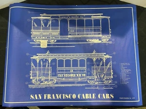 Vintage 1979 San Francisco CABLE CAR Line Map BLUEPRINT ART Poster Board 18x24” - Bild 1 von 10