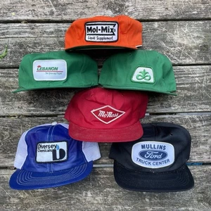 Lote de 6 sombreros de camionero de malla antigua polvorienta de colección años 80 EE. UU. parche de granja Ford gorra retro - Imagen 1 de 20