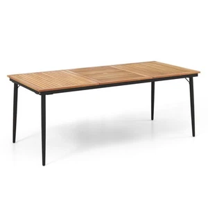 Costway 8-Person Patio Table 200 x 90cm Outdoor Dining Table w/5cm Umbrella Hole - Picture 1 of 10