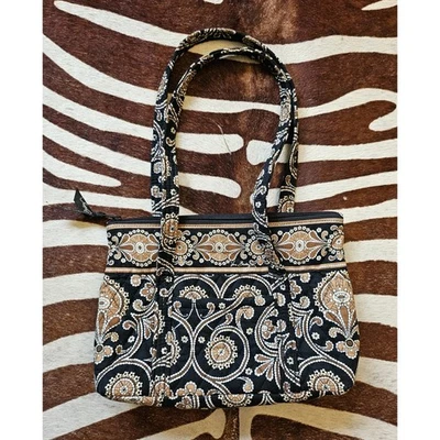 Bolso de Mano Vera Bradley Café Latte Negro y Tostado Multi Compartimento Hombro Mediano Foto 1 de 4