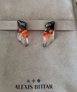 100% Authentic Alexis Bittar Clear Lucite, Red, Orange, Black Earrings SOLD OUT - Picture 1 of 16