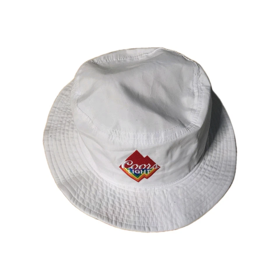 Sombrero de cubo Coors Light Colorado Rockies sombrero para el sol talla única blanco arco iris usado Foto 1 de 4