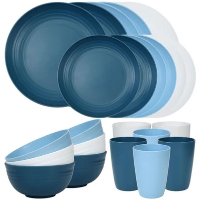 Quatish 24-Piece Unbreakable Dinnerware Set for 6 - Plates & Bowls, BPA-Free - Image 1 of 4