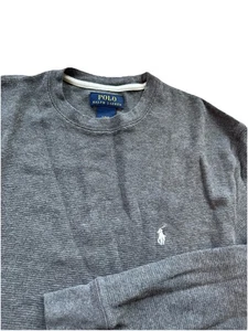 Polo Ralph Lauren Men's Gray Thermal Long Sleeve Shirt Size Large Waffle Knit - Picture 1 of 7