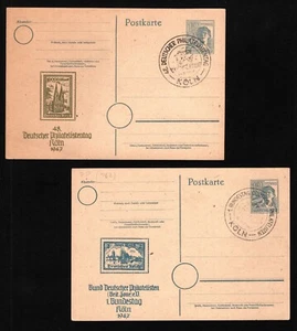 OPC 1947 Germany Bizone Koln Stamp Exhibition PSC 2 Different 47833 - Picture 1 of 1