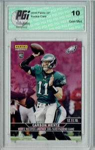 Carson Wentz 2016 Panini SP #313 Purple #1 of 10 Made Rookie Card PGI 10 - Picture 1 of 1