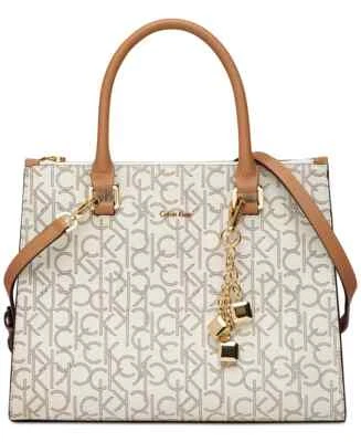 Bolso de mano Calvin Klein X1112 para mujer con monograma almendra/caqui Foto 1 de 4