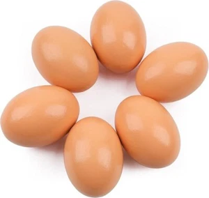 YunKo 6pcs Wooden Fake Eggs  Brown Nest Eggs for Crafts, Décor & Chicken Coops - Picture 1 of 6