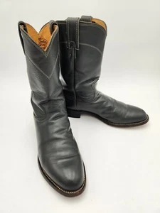 JUSTIN Gray Leather Roper Cowboy Western Boots Mens 7 D 3025 USA Made Womens 8.5 - Picture 1 of 23