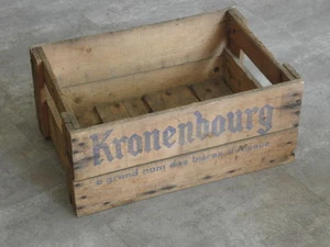 vintage Box Cash beer kronenbourg bar carry with stand wooden biere bottles old - Picture 1 of 1