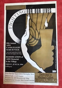 SEHR SELTENES Dorf Poster 1994 Christopher Street 10th Aids Candlelight Vigil - Bild 1 von 3