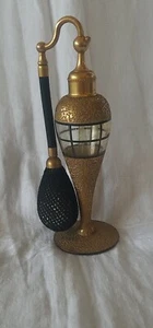 DeVilbiss Zerstäuber Schwarz und Gold Fensterscheibe Glas Fuß Parfüm Flasche - Bild 1 von 7
