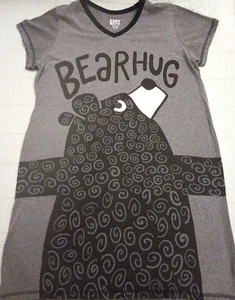 Women's S/M Lazy One Gray Bear Hug Graphic Bear Sleep Shirt Top - Picture 1 of 5