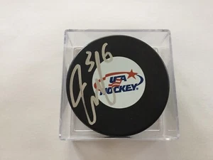 Jack Campbell Signed Autographed Team USA U.S.A Hockey Puck a - Picture 1 of 1