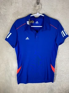 adidas Tennis Polo T-Shirts Top Size 100 Asia L Womens Blue Logo Short Sleeve - Picture 1 of 11