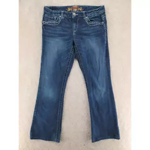 Maurices Boot Cut Jeans Whiskered Faded Pockets Stretch Denim woman's size 9/10 - Picture 1 of 10