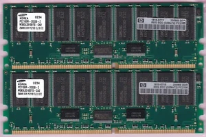 512MB 2x256MB PC-2100 DDR-266 SAMSUNG M383L3310DTS-CA2 DDR1 HP 1818-8716 ECC REG - Picture 1 of 2