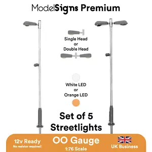 ModelSigns Premium - Set of 5 LED Platform Lights lamp for Model Railways OO HO - Picture 1 of 29