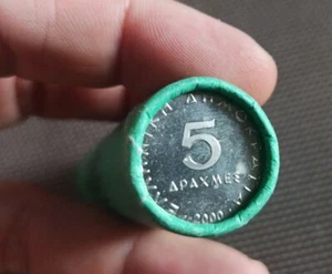 Bank ROLL 50 coins UNC 🔷 Greece 5 DRACHMAS 2000 🔷 Griechenland Grecia Grece - Picture 1 of 3