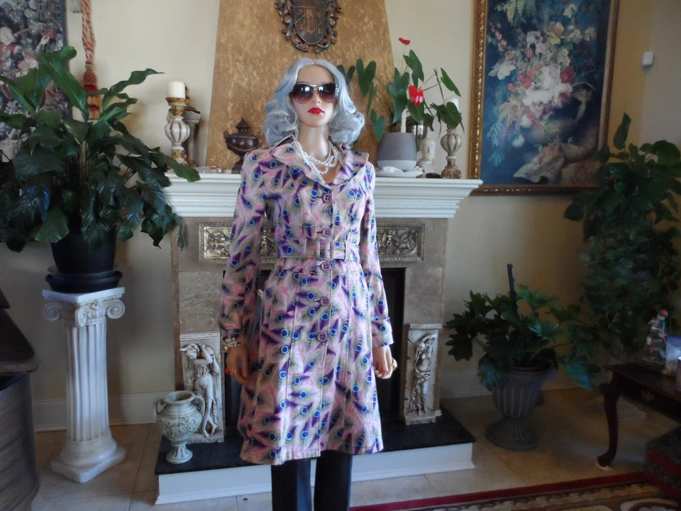 New Nanette Lepore Pink "Peacock" Gabardine Trench Coat SIze 8 - Image 1 of 4